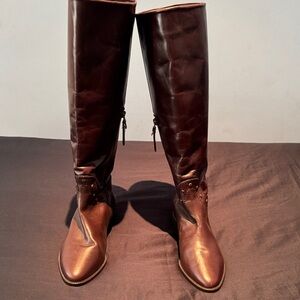 Etienne Aigner Brown Leather    7.5 Knee-High Boots preowned non smoker home
